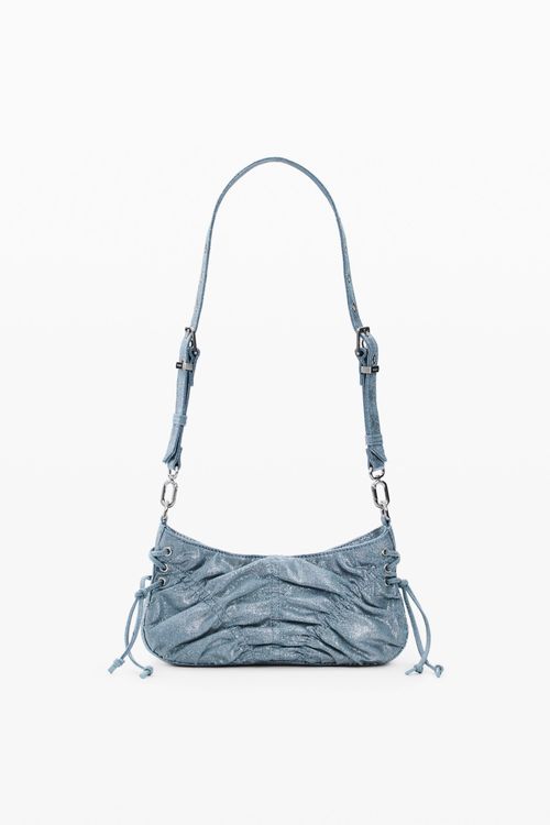 Small ruched denim bag