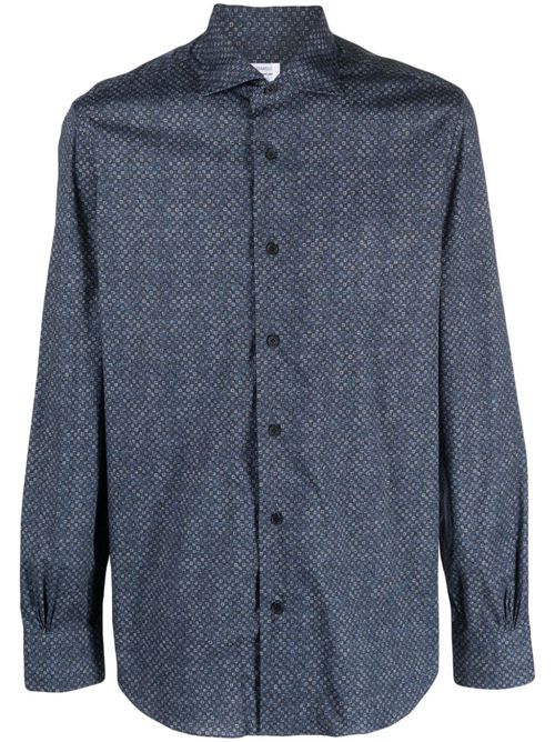 Textured-finish cotton shirt - Blue