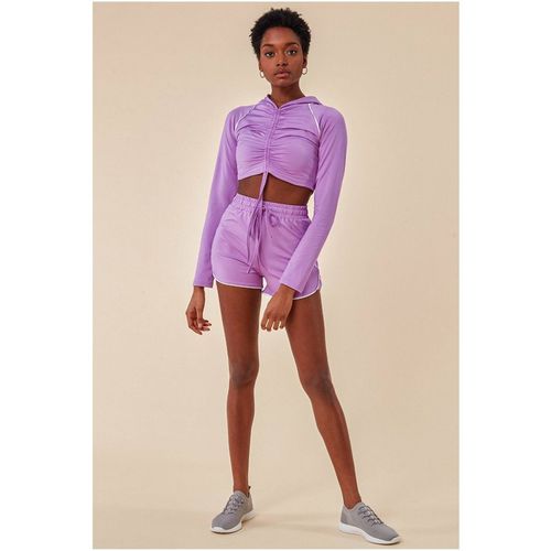Cosmochic Jersey Short Set With Drawstring Top - Purple