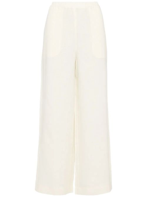 Wide-Leg Linen Trousers — White
