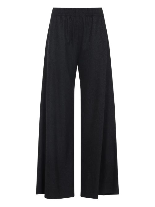 Elastic-Waist Wide-Leg Trousers — Black