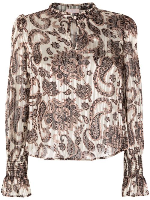 Paisley-print pleated blouse - Black