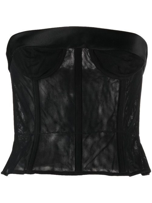 Mesh-panel cropped top - Black