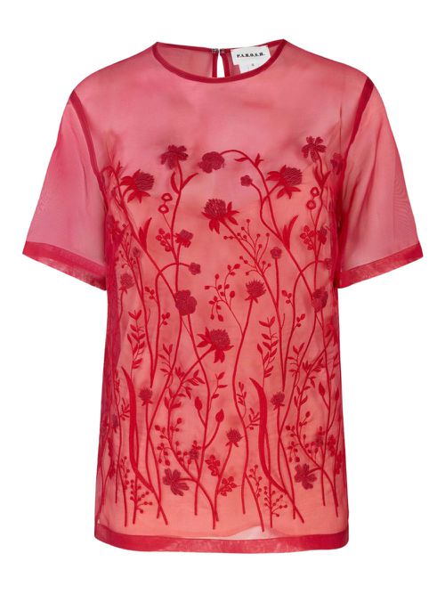P.A.R.O.S.H. floral-embroidery top - Red