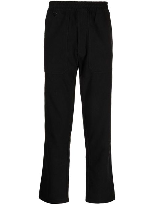 Logo-appliqué elasticated-waistband chinos - Black