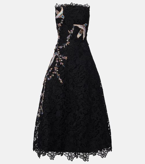 Embroidered lace midi dress