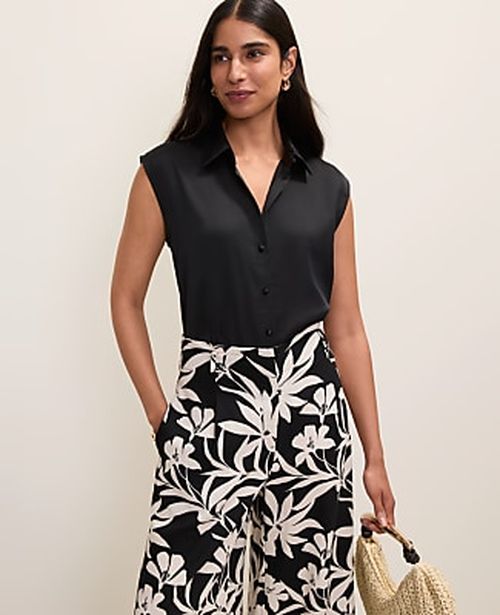 Ann Taylor Collared Satin Blouse