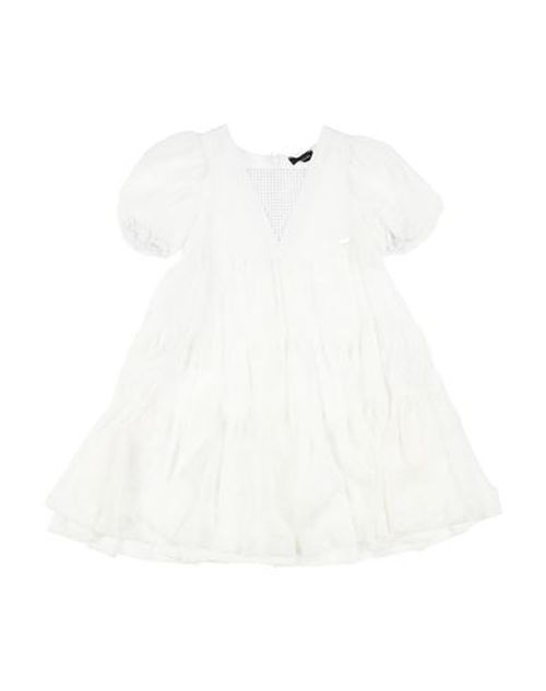 Abito A Balze Pizzo Rebro Kid Girl Kids' dress White Size 11 Polyamide, Cotton, Viscose