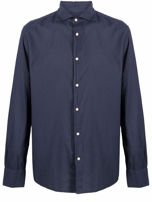 Cotton Slim Cut Button-Down Long Sleeve Shirt