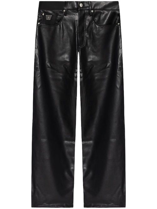 Faux-leather loose pants - Black