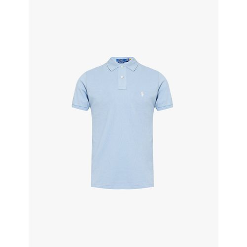 Mens Vessel Blue Custom Logo-embroidered Cotton-piqué Polo Shirt 