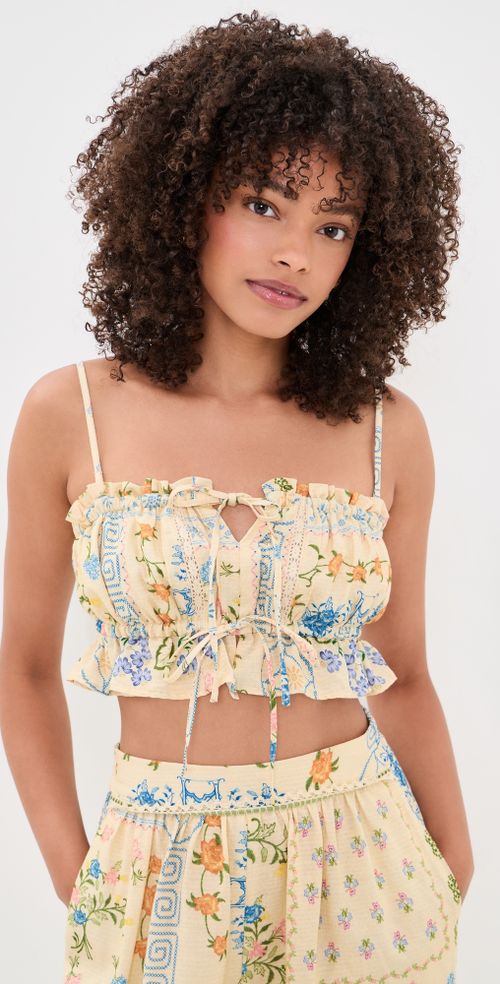 Vichy Ruffled Crop Top Multicolor