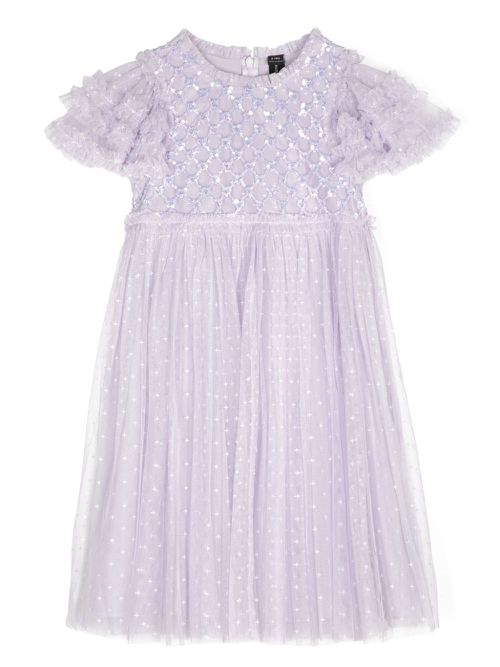 Heart Lattice tulle dress - Purple