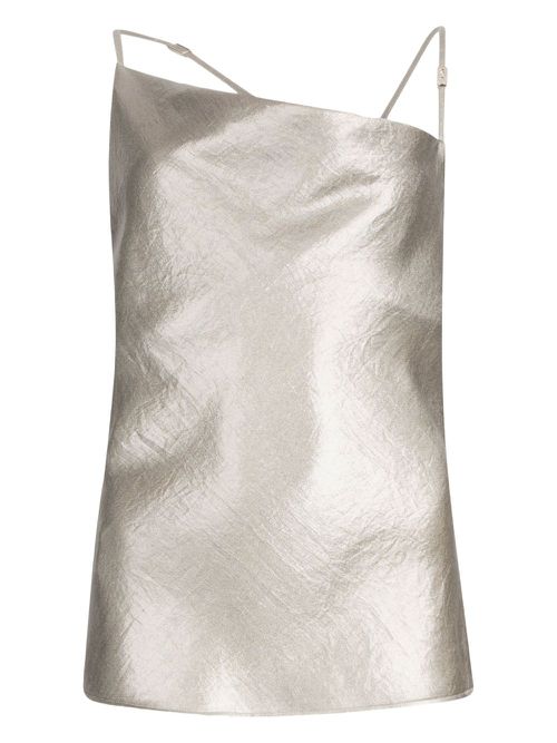 Laminated-effect crepe top - Silver
