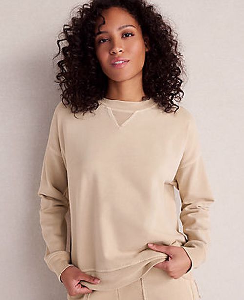 Ann Taylor Haven Well Within Garment-Dyed Organic Cotton Terry Crewneck