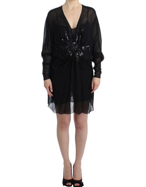 Embroidered Silk Tunic — Black