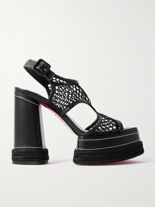 Almeja 130 Mesh And Leather Platform Sandals - Black