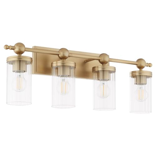 Aged Brass Four Light Vanity from the Lee Boulevard Collection