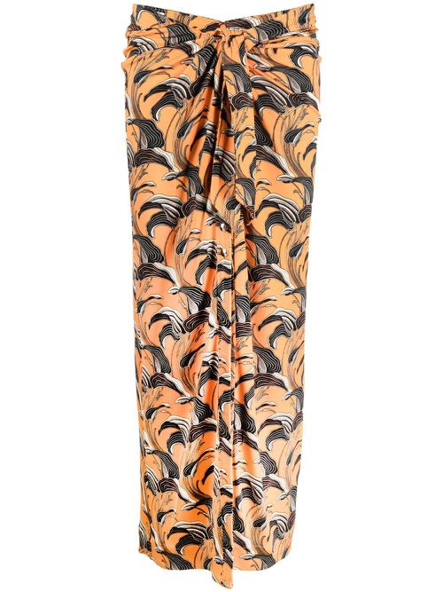 Printed ruched skirt - Orange