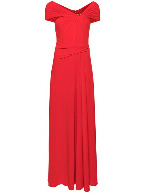 Off-shoulder draped gown - Red