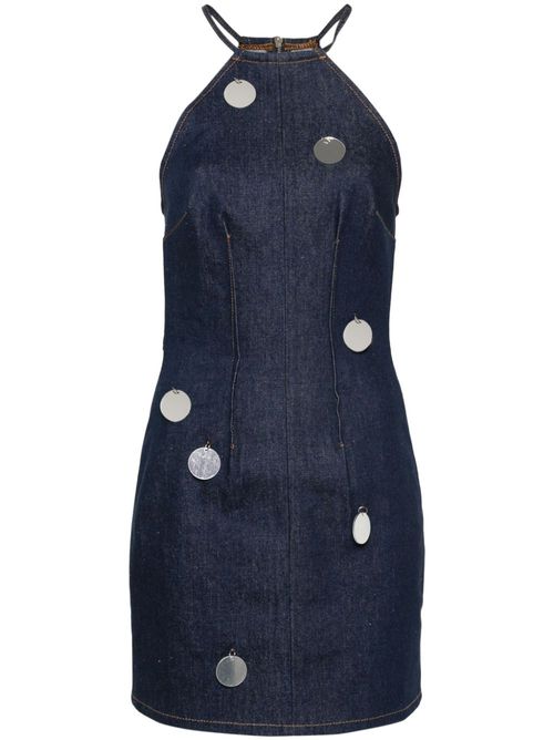Mirror-detail denim dress - Blue