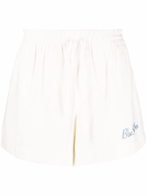 Embroidered logo track shorts - White