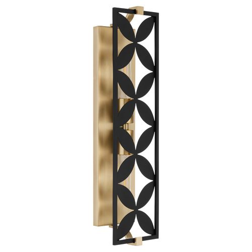Matte BlackAged Brass Bathroom Vanity Light from the Mariposa Collection