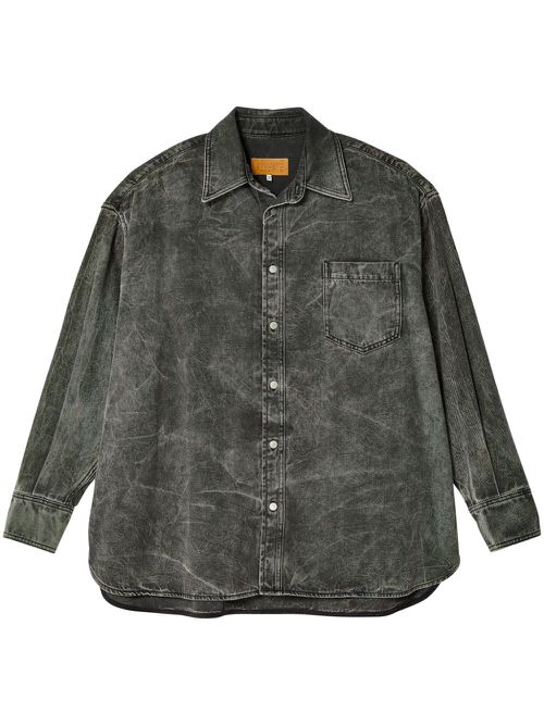Long-sleeve cotton denim shirt - Grey