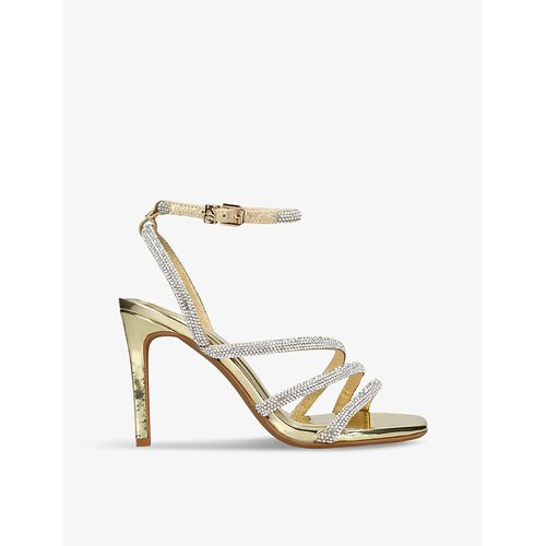 Womens Gold Savanna Embellished Faux Patent-leather Sandals