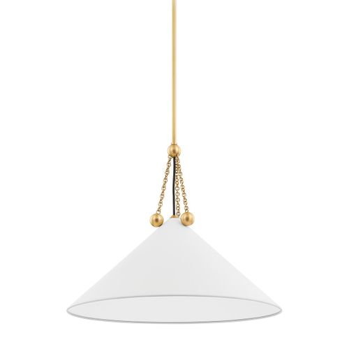 Aged Brass Soft White One Light Pendant from the Kalea Collection