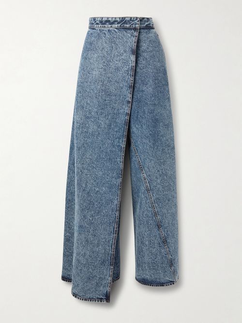 Asymmetric Wide-leg Jeans - Blue