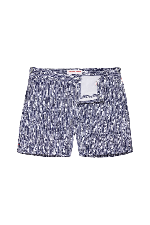Fern-Patterned Shorts — Blue