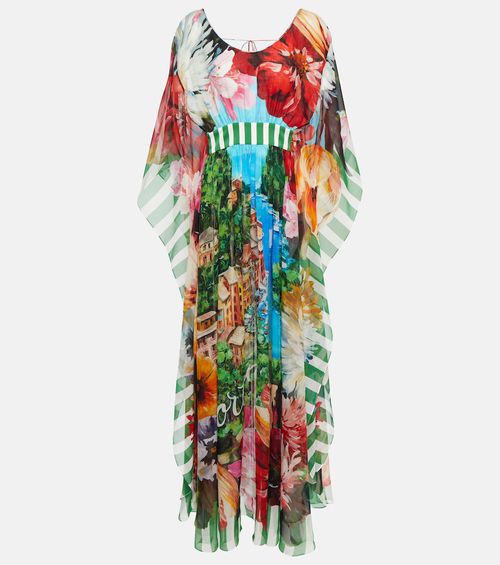 Portofino printed silk chiffon gown