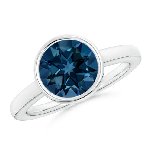 Angara 3.3 Carats Bezel-Set Round London Blue Topaz Solitaire Engagement Ring in Platinum