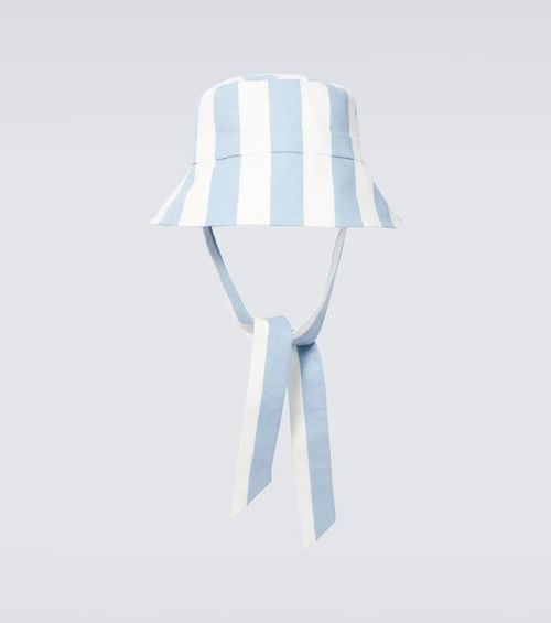 Striped cotton canvas bucket hat