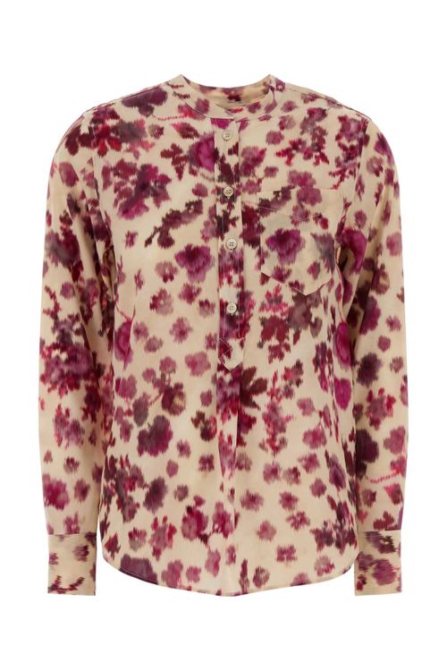 Printed Stretch Silk Shirt — Pink