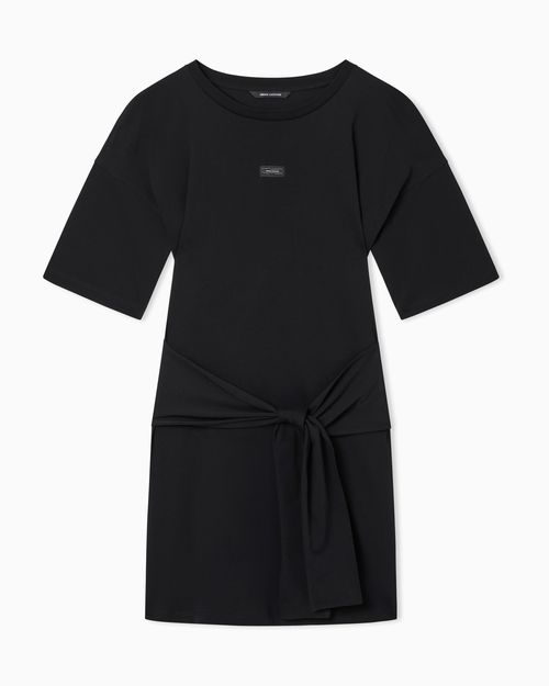 Short Cotton Jersey Dress with Side Knot