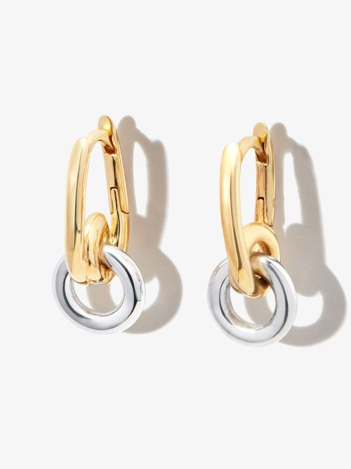 Gold Vermeil Loop Drop Hoop Earrings - Women's - Gold Vermeil/Sterling Silver