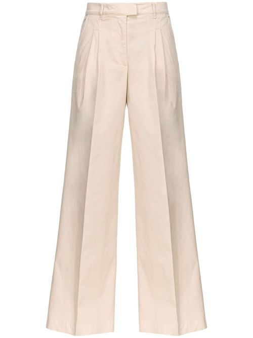 High-waisted cotton trousers - Neutrals