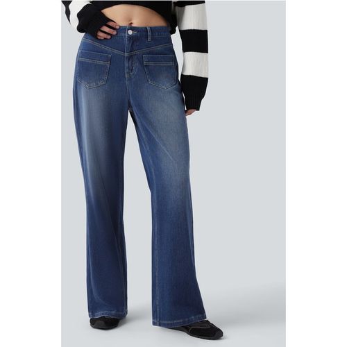 Halara Halara Flex™ Mid Rise Straight Leg Casual Jeans with Pockets - Estate Blue Denim - XLpetite