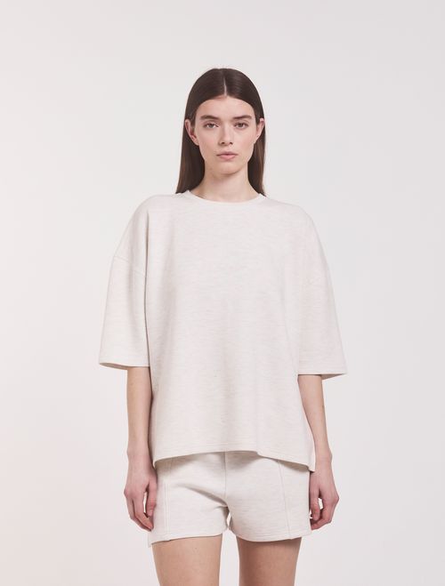 Classic Lounge T-Shirt in Oatmeal Marl - Viscose
