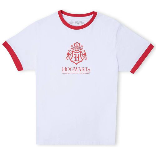 Harry Potter Hogwarts School Unisex Ringer T-Shirt - White / Red