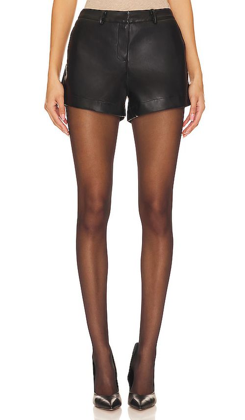 SNDYS Wendy Faux Leather Shorts in Black. -  S also in L, M, XL