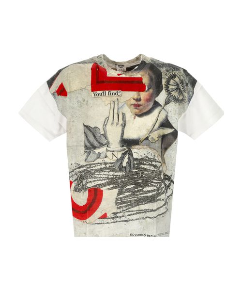 Round collar printed T-shirt