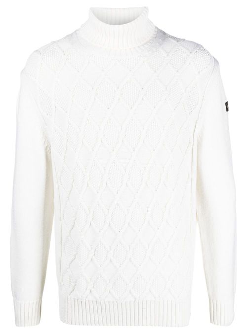 Knitted roll-neck jumper - White