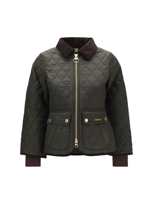 Diamond-Quilted Down Jacket — Green