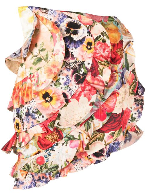 Spliced floral-print skirt - Neutrals