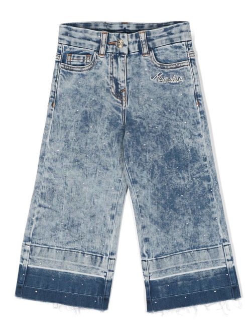 Acid-wash wide-leg jeans - Blue