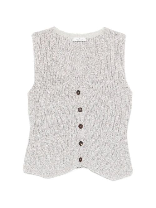 Sequin-Embellished Cardigan — Beige