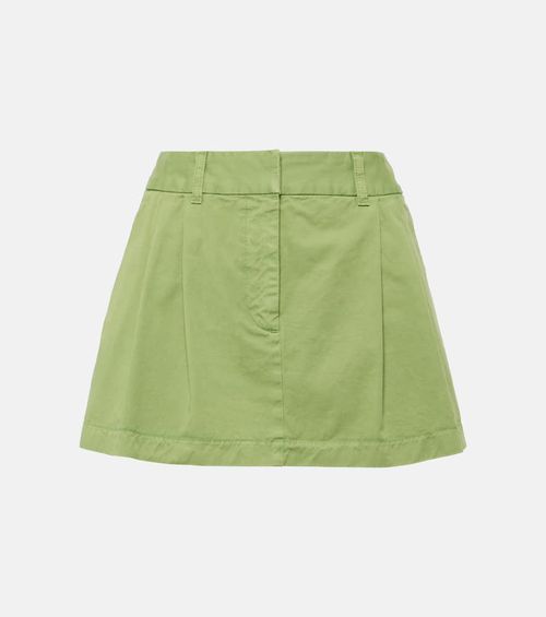 Pleated cotton miniskirt